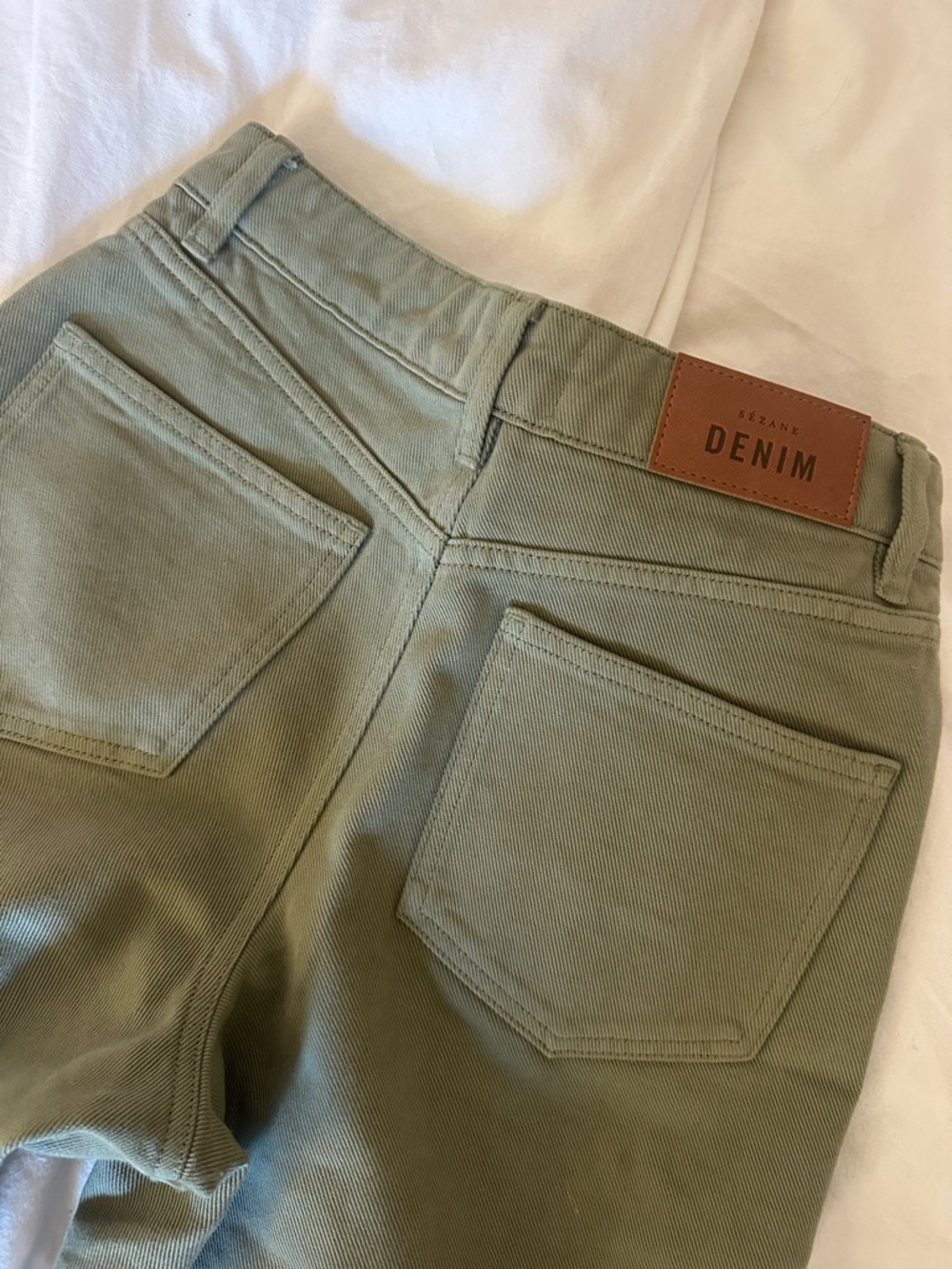 Sezane Wide-Leg Jeans in Sage Green